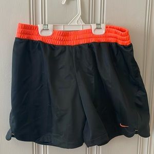 Nike Black and Orange Athletic Shorts